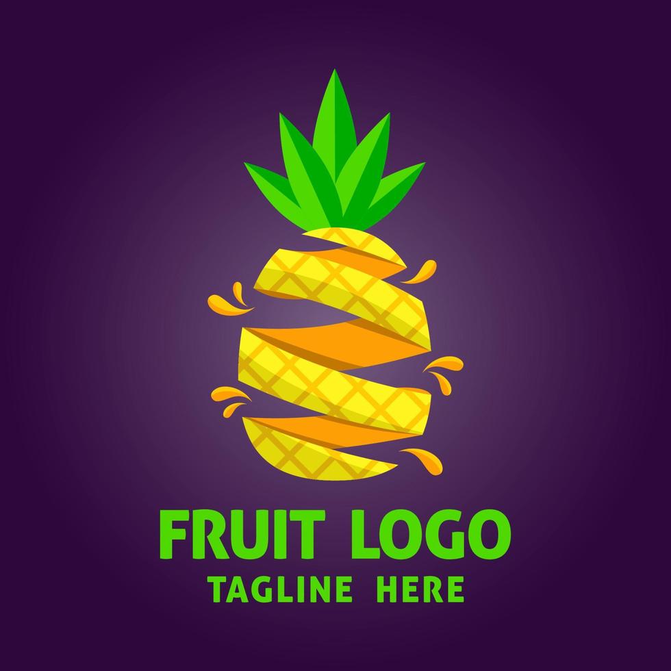 Abstract pineapple logo template. Flat vector design for organic shop, healthy food store and cafe.