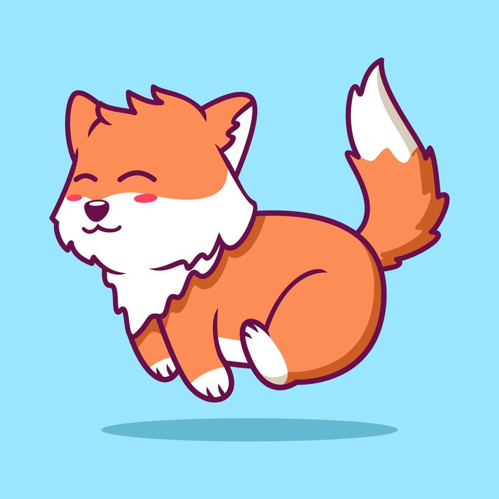 Cute Fox Running Cartoon Icon Illustration. Animal Flat Cartoon Style vector