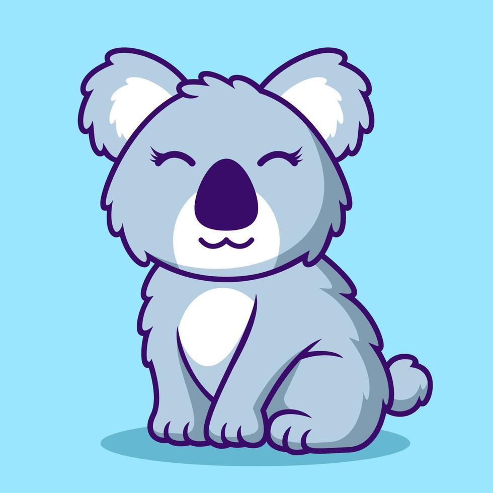 Cute Koala Cartoon Icon Illustration. Animal Flat Cartoon Style vector