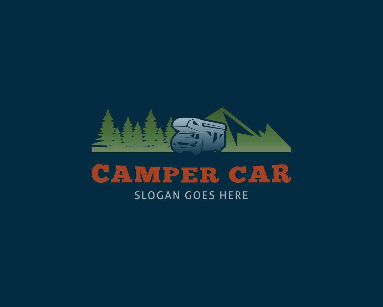 Adventure RV Camper Car Logo Design Template vector
