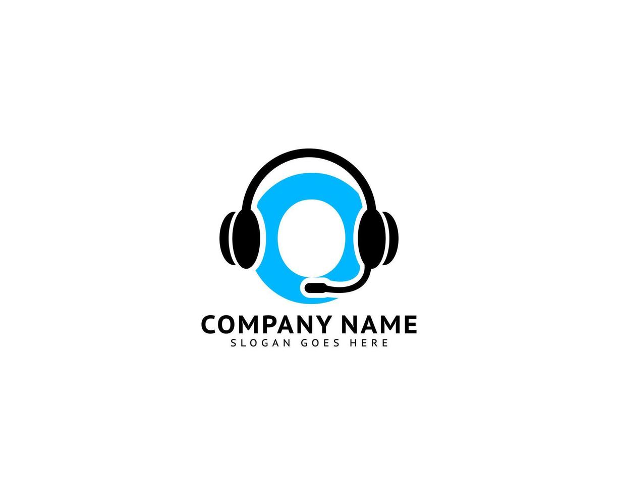 Initial Letter O Headphone Earphone Logo Template vector