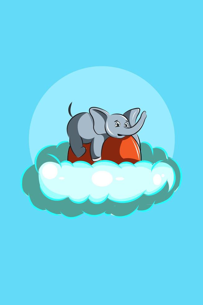 Cute elephant with balloon character design illustration vector