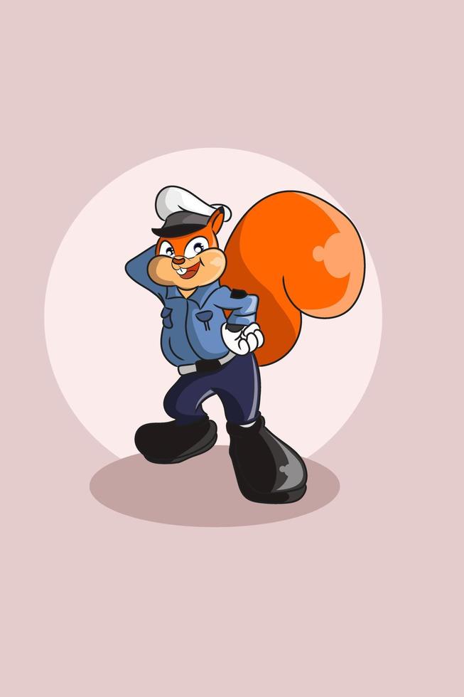 Cute squirrel police character design illustration vector