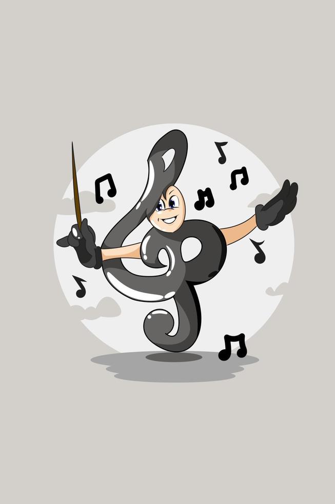 Cute music in sunset character design illustration vector