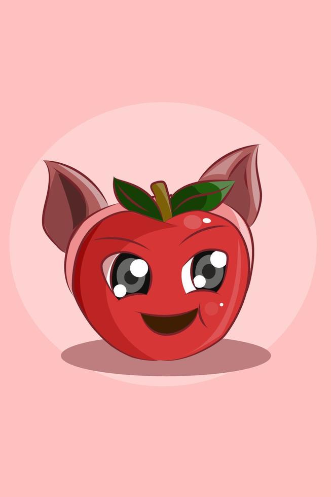 Cute apple with costume character design illustration vector