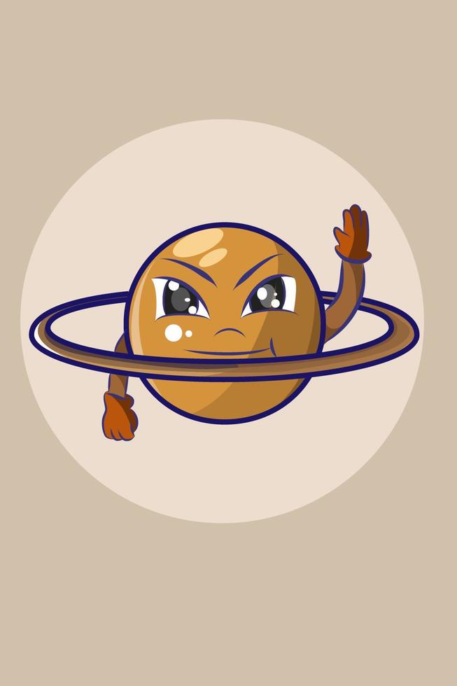 Cute cartoon simple planet character design illustration vector