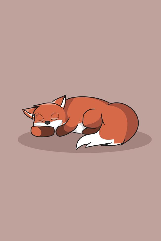 Cute animal fox sleep character design illustration vector