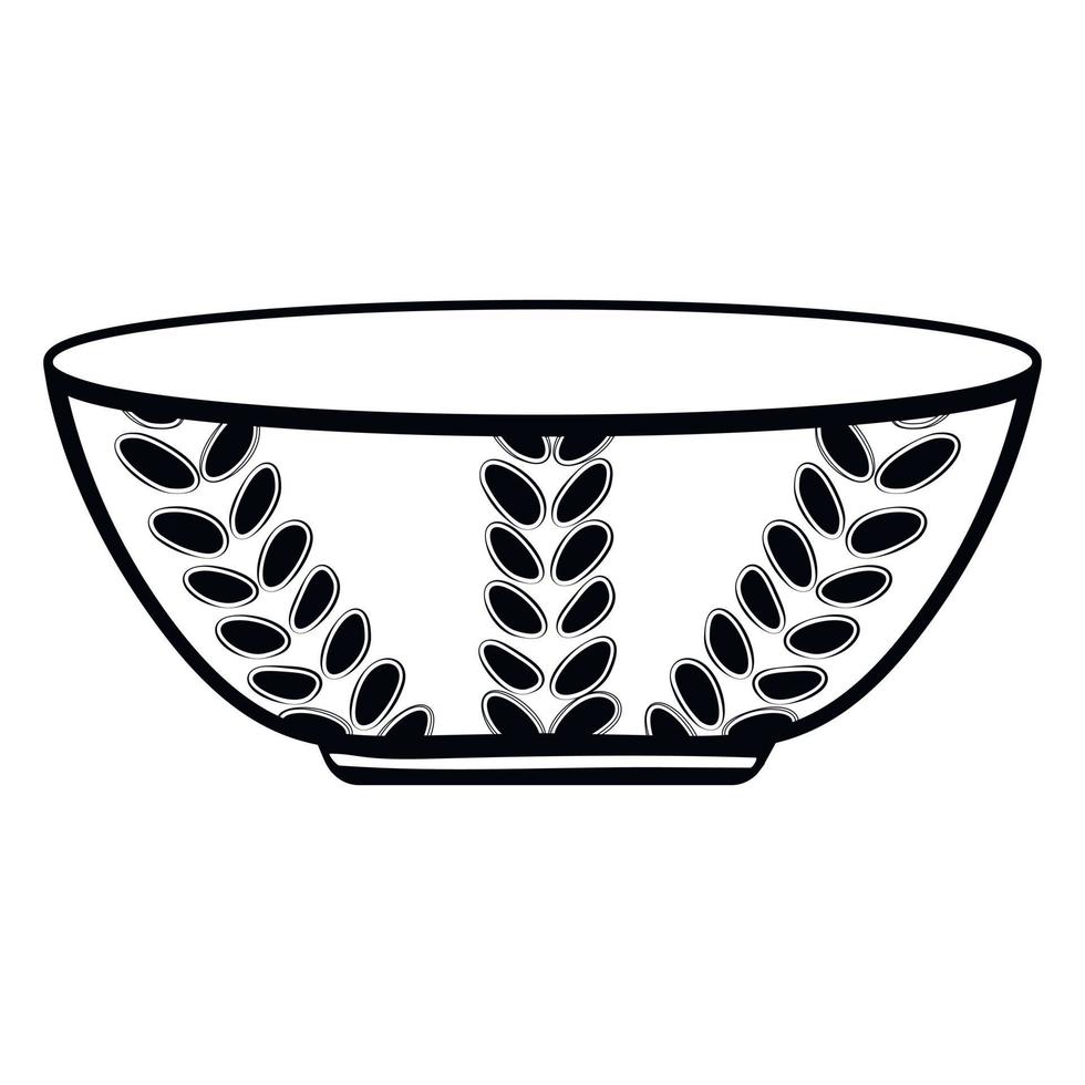 tazón de sopa de cerámica de icono simple con patrón escandinavo vector