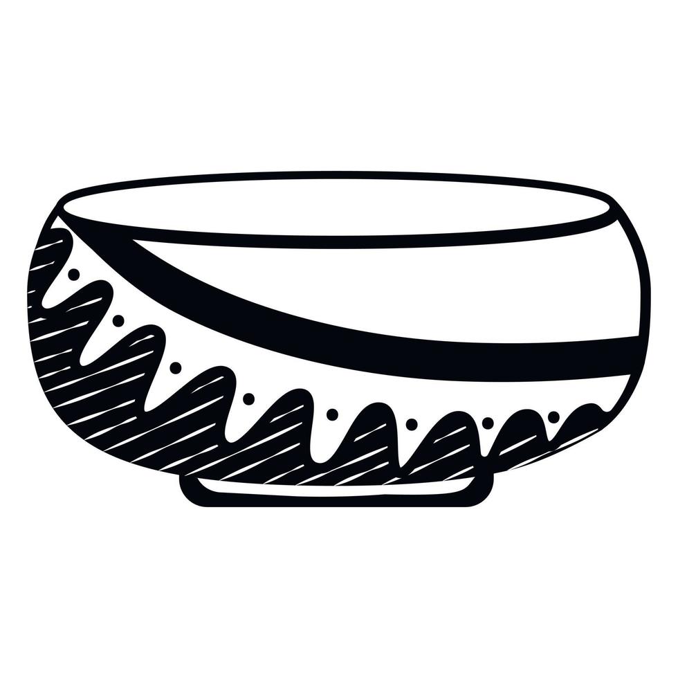 tazón de sopa de cerámica de icono simple con patrón escandinavo vector