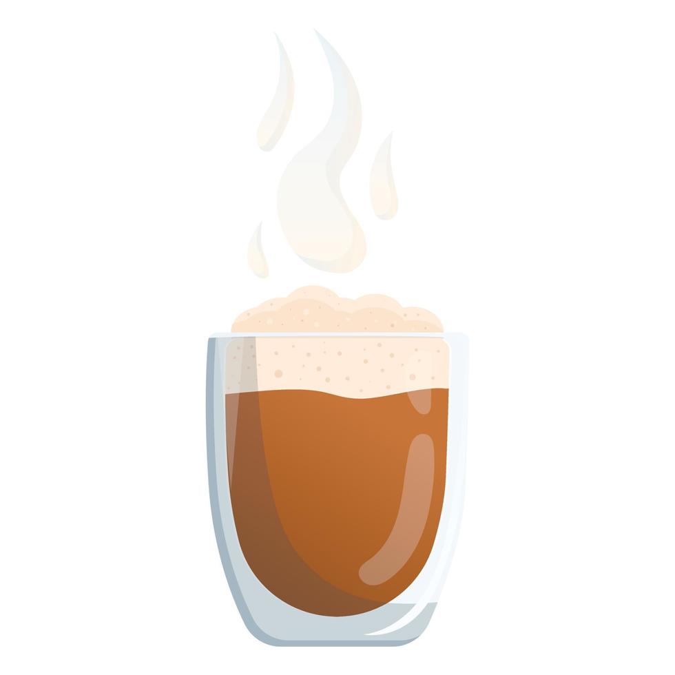 Transparent cup with double glass bottom with cappuccino and steam vector