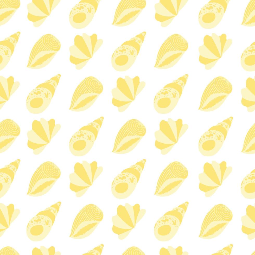 seamless pattern with yellow seashell. underwater world. vector