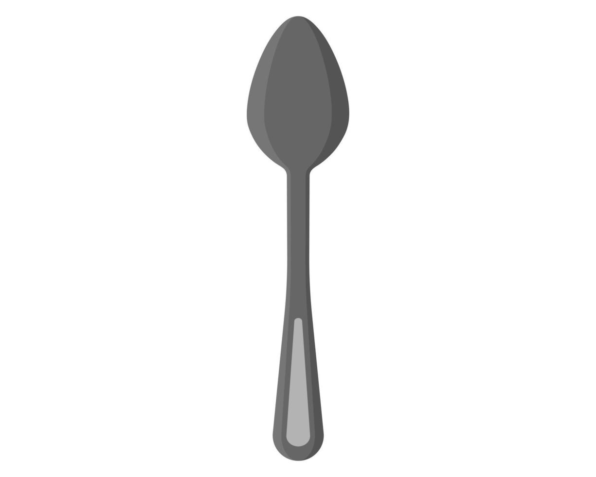 Pocket travel metal soldier spoon. Touristic equipment for camping and tourism. vector