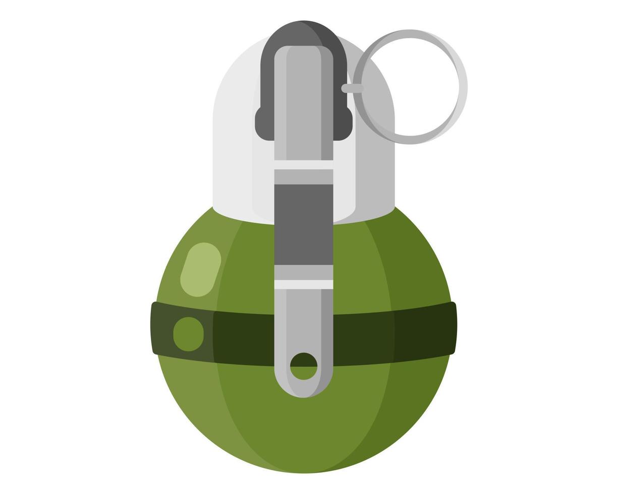 Single combat unexploded green military metal hand ball grenade with pin. Concept of terrorism and war. vector