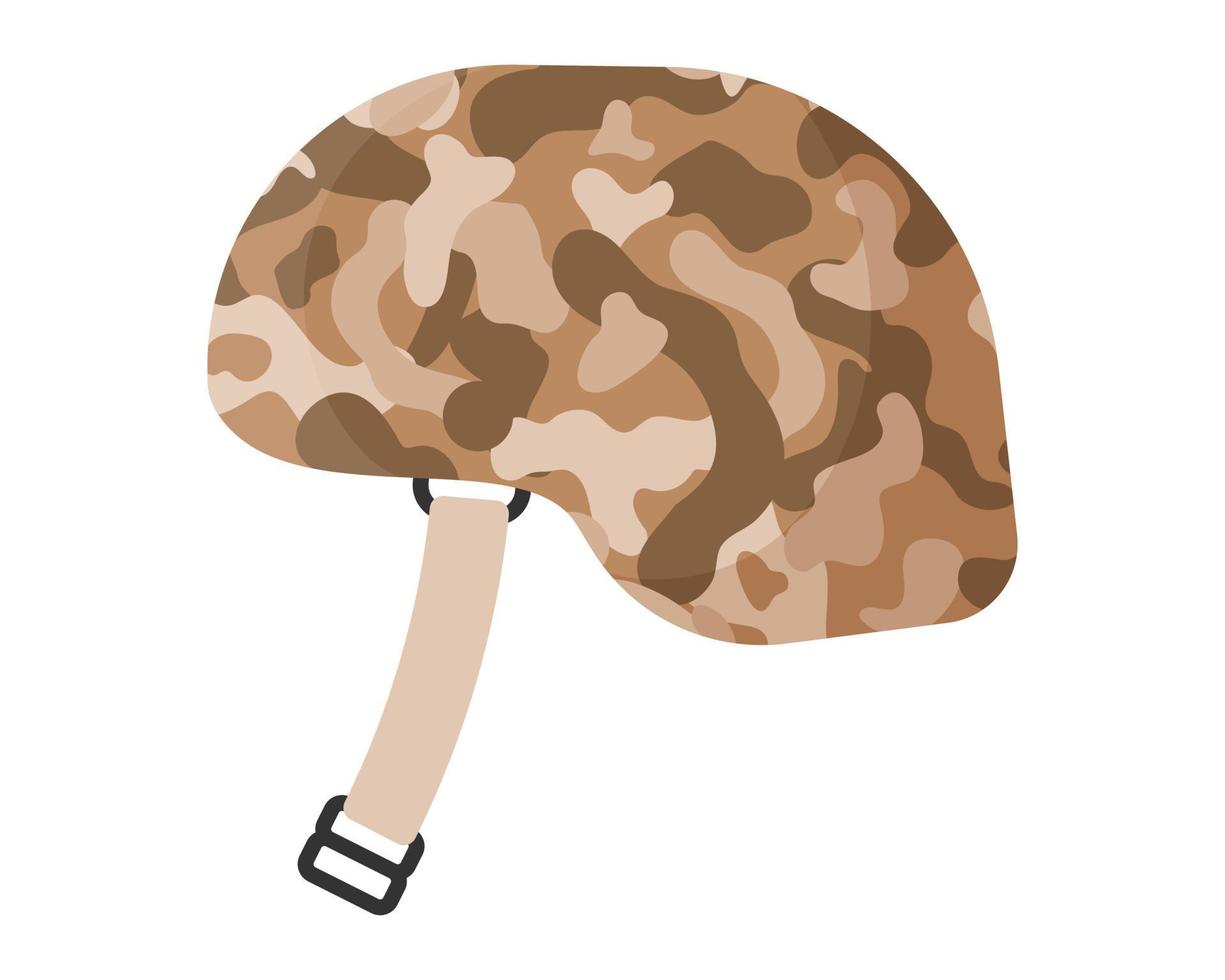 Soldier uniform, sandy desert khaki camouflage army military helmet or cap to protect the head. vector