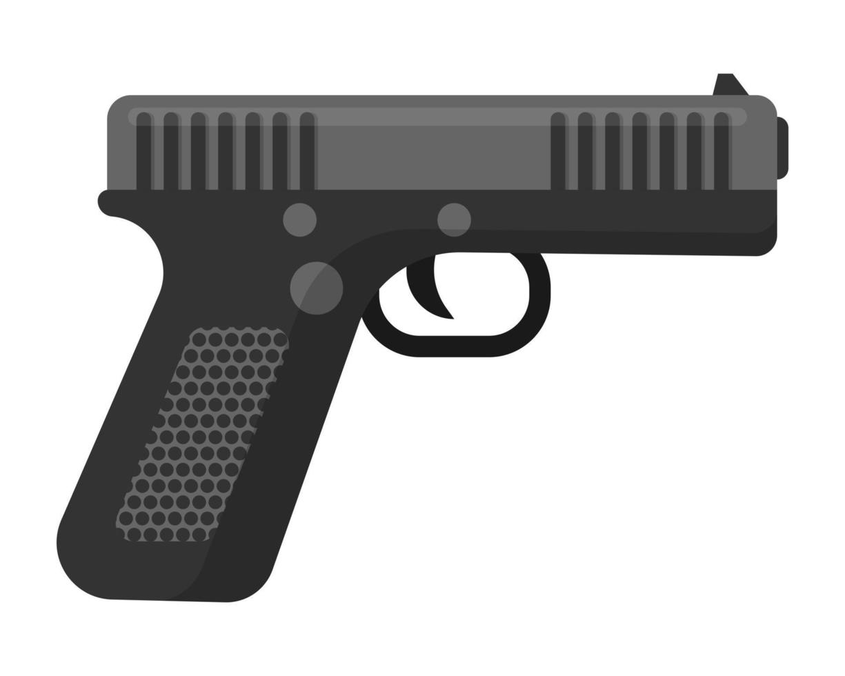 Black metal officer pistol. Concept of terrorism and war with the use of military firearms for soldiers. vector