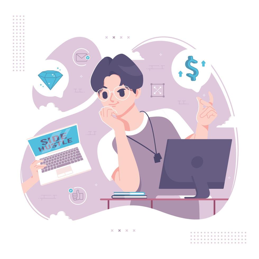 side hustle, side job illustration vector