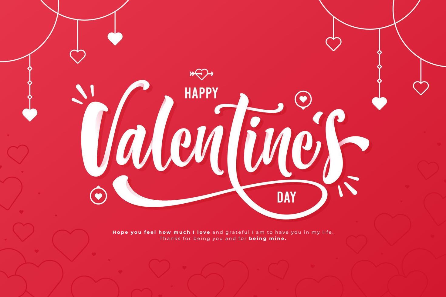 happy valentine's day card lettering background template vector