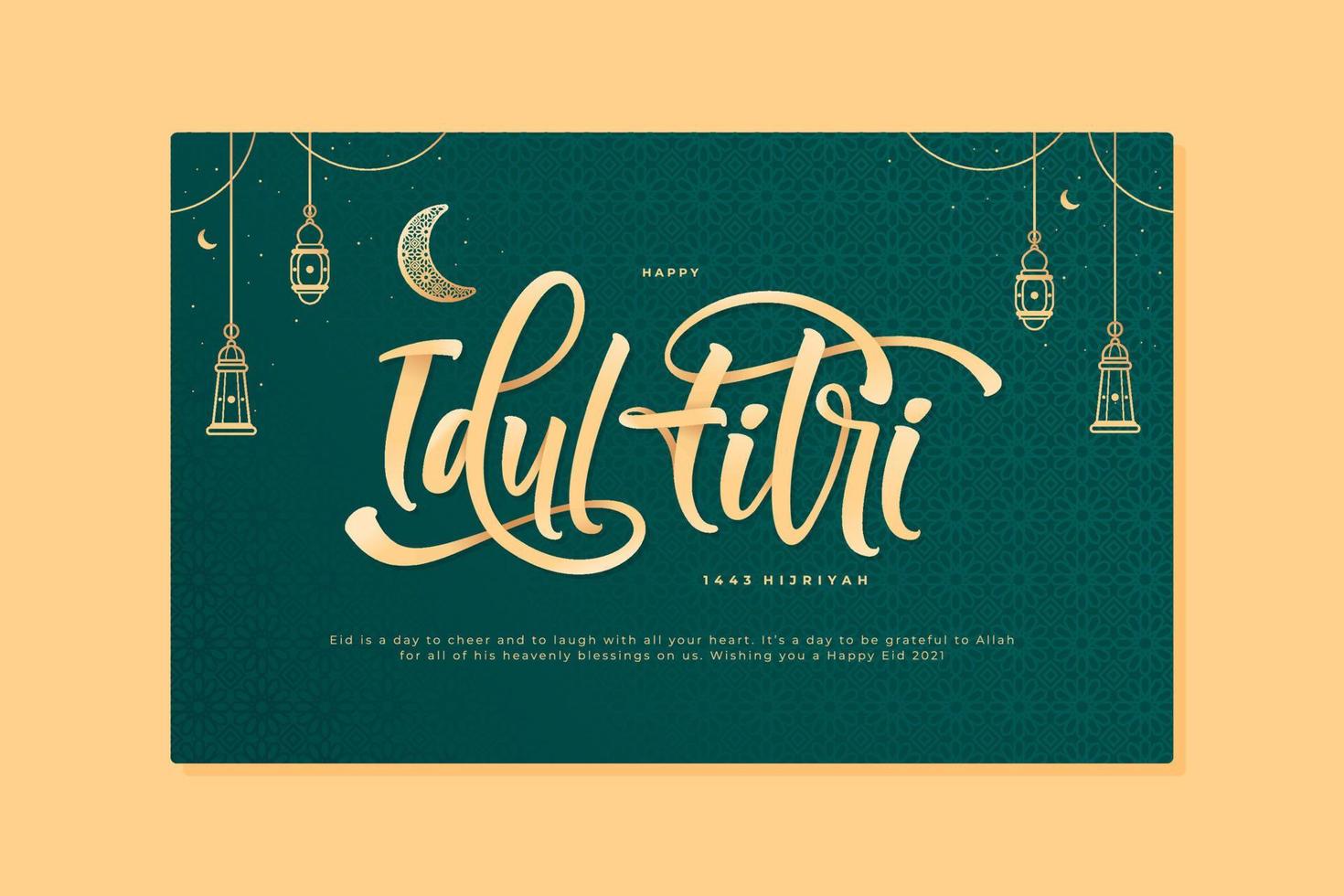 idul fitri card means indonesian eid mubarak design vector