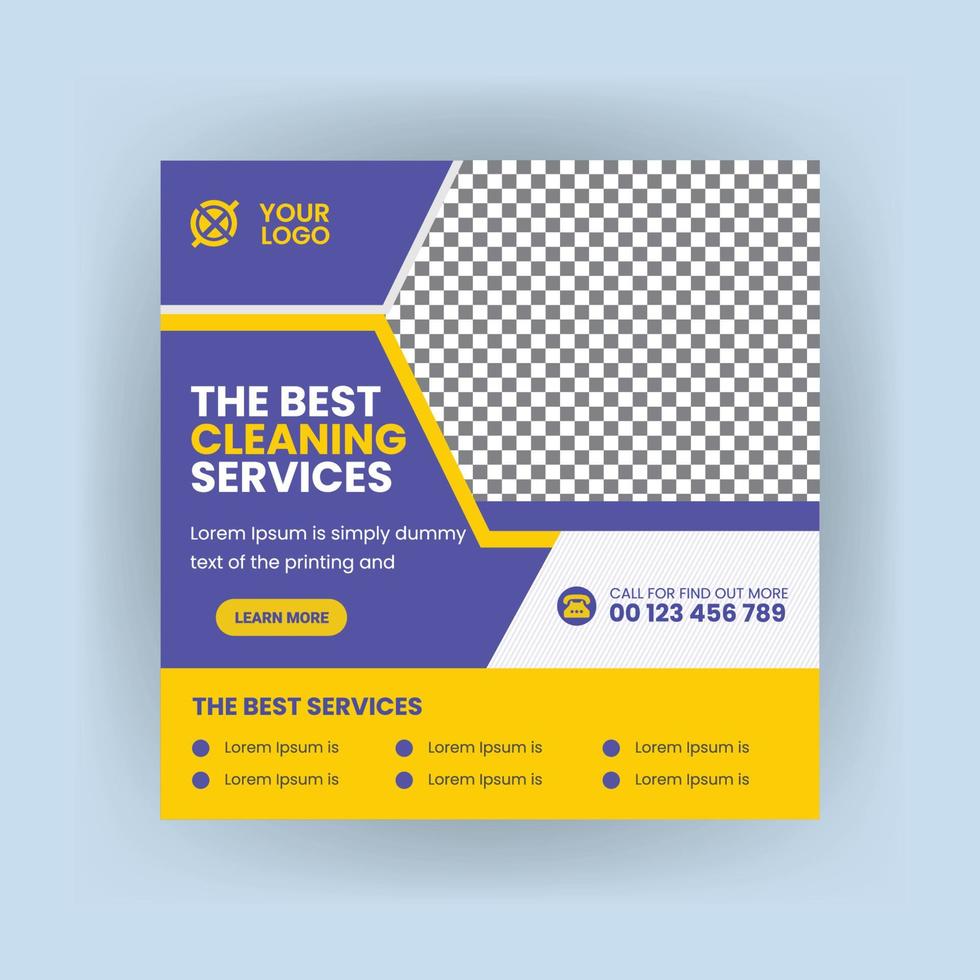 Cleaning service social media post. Corporate office and house cleaning service web banner template design. vector