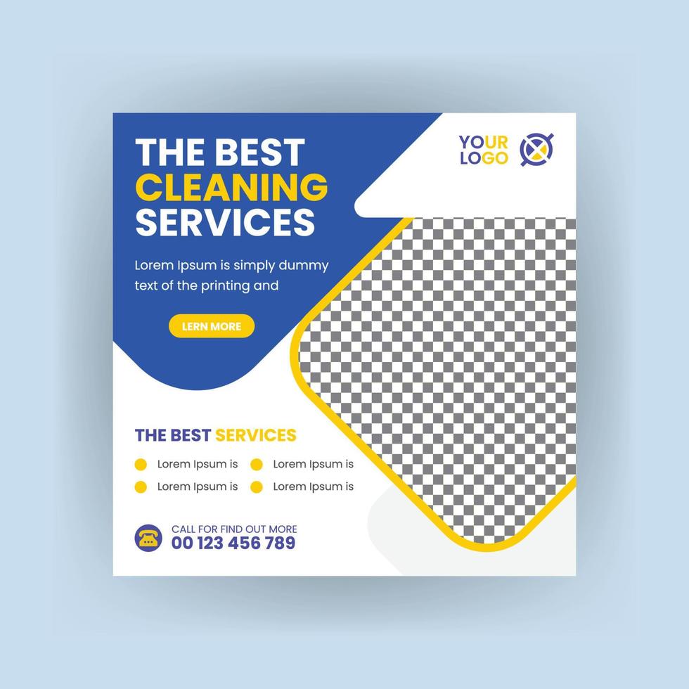 Cleaning service social media post. Corporate office and house cleaning service web banner template design. vector