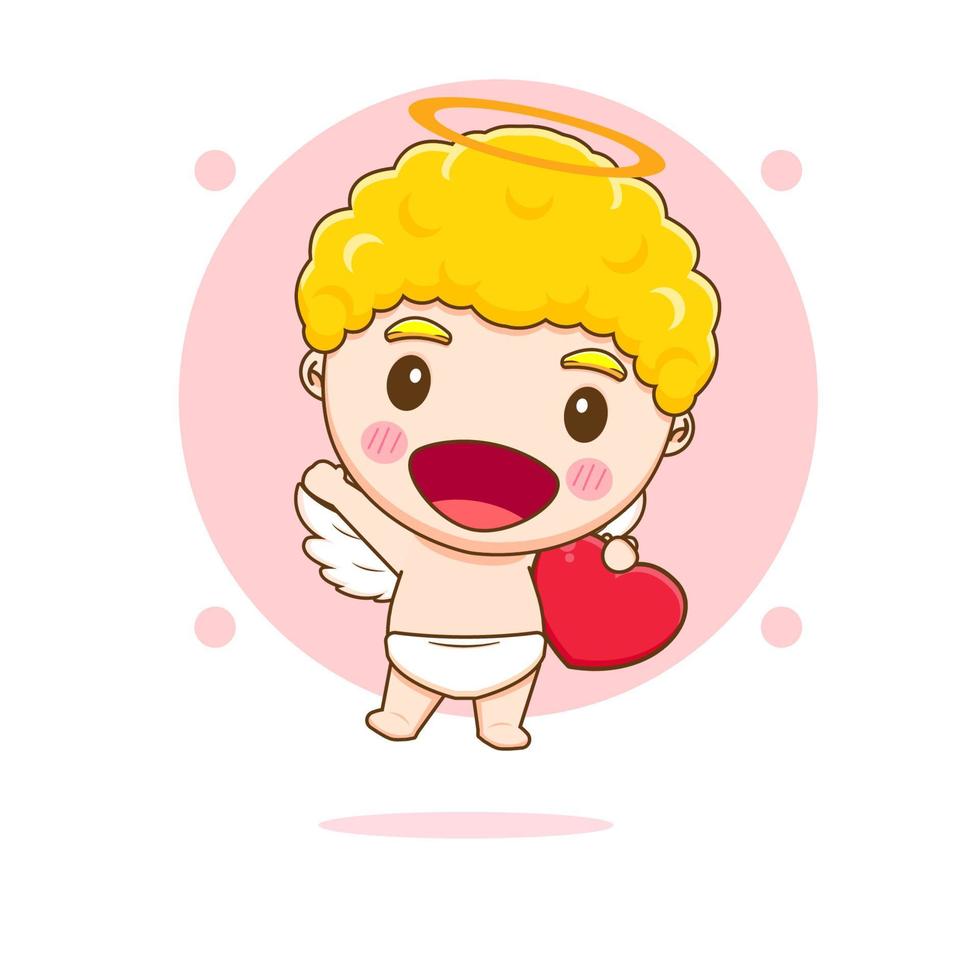 Cute Cupid angel cartoon character vector