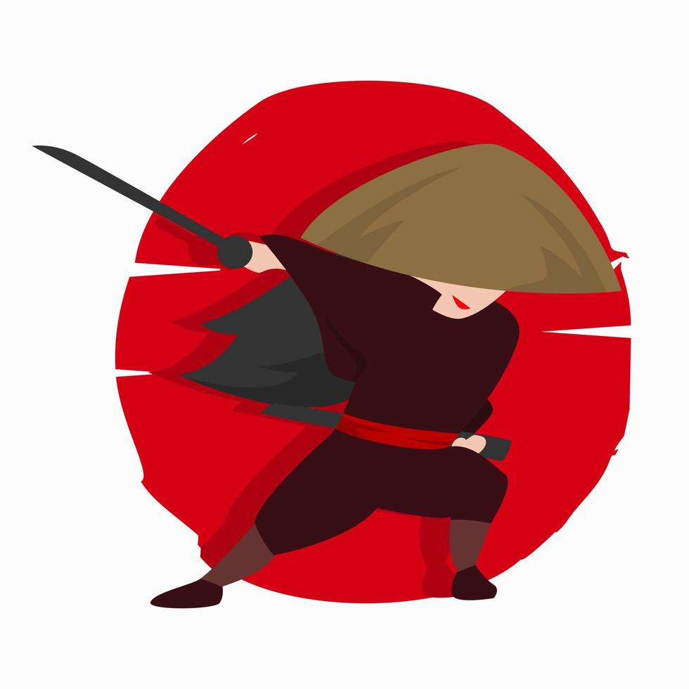 personaje de dibujos animados samurai de japón vector
