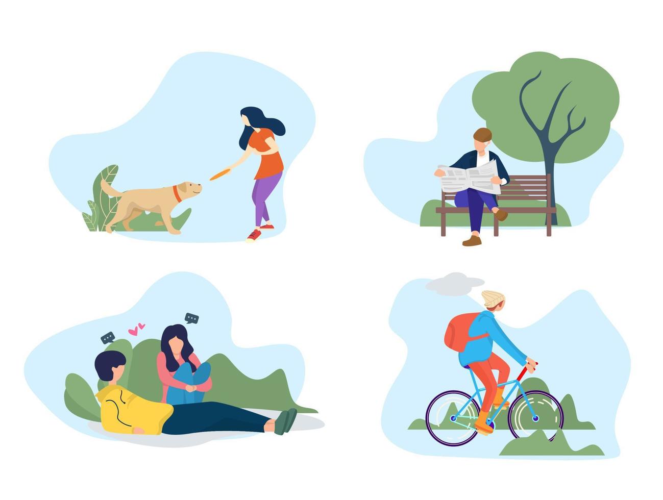Summer people activity in the park vector