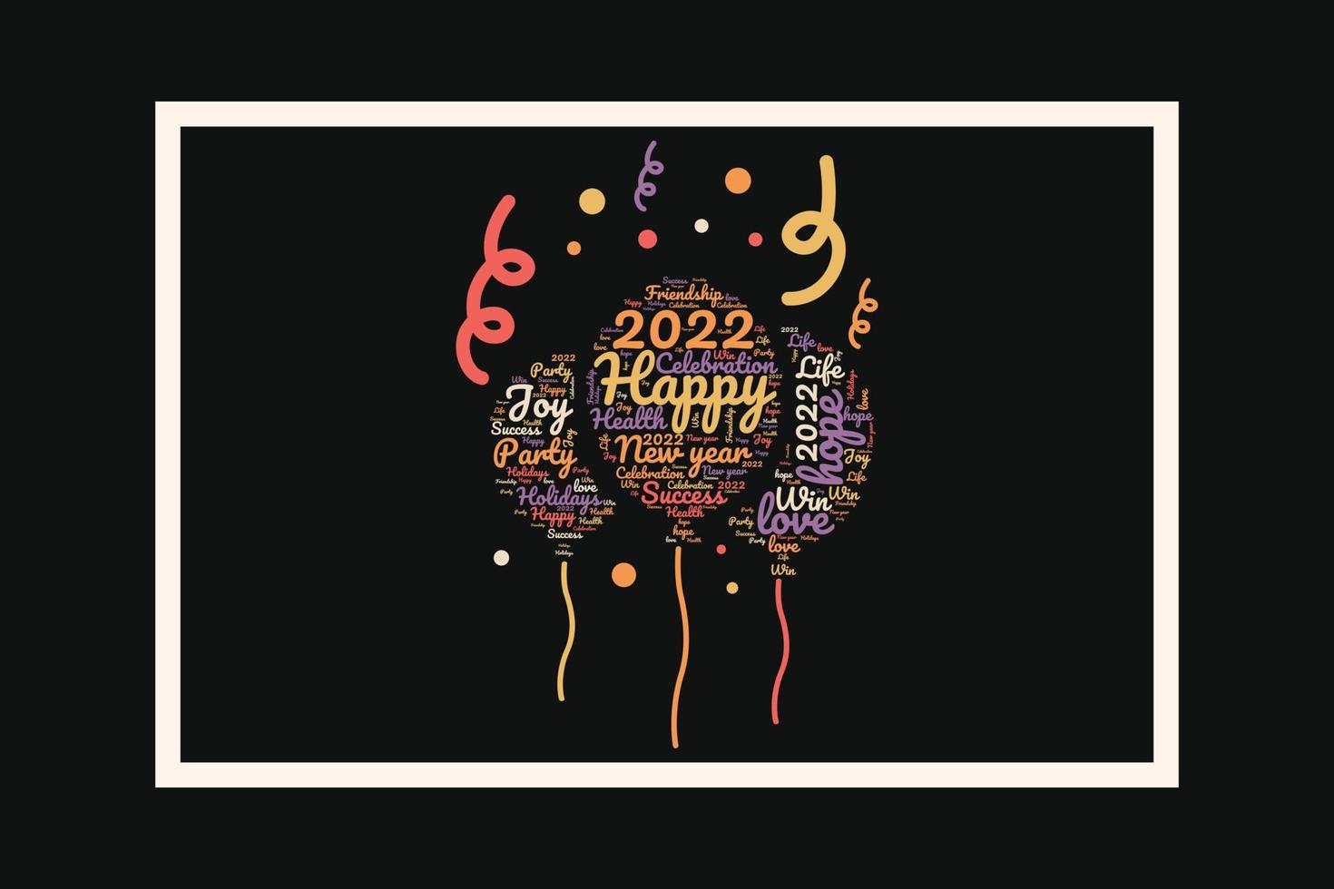 Happy New Year Word Cloud T-shirt Design Print vector