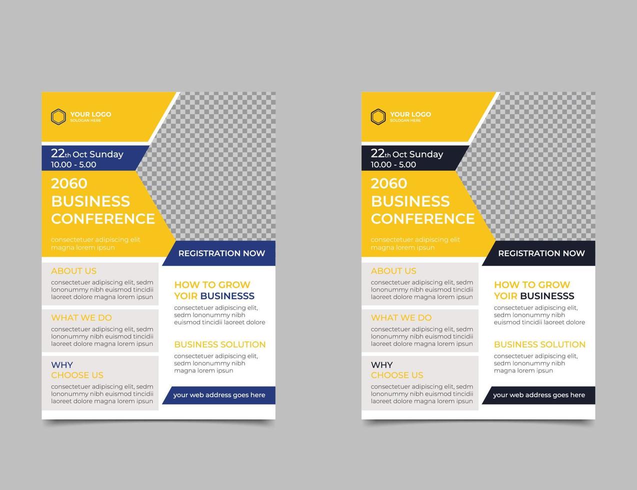 Creative Business Flyer Template Vector Editable and Print ready. virtual business conference social media post design template, Business Conference