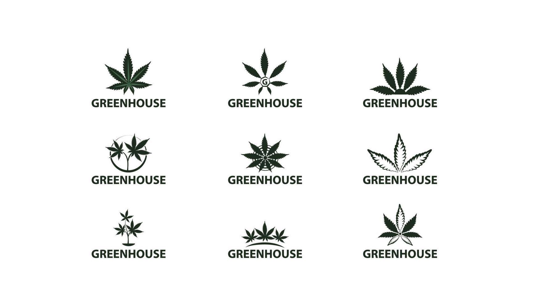 conjunto de logotipos de la industria del cannabis aislados en fondo blanco vector