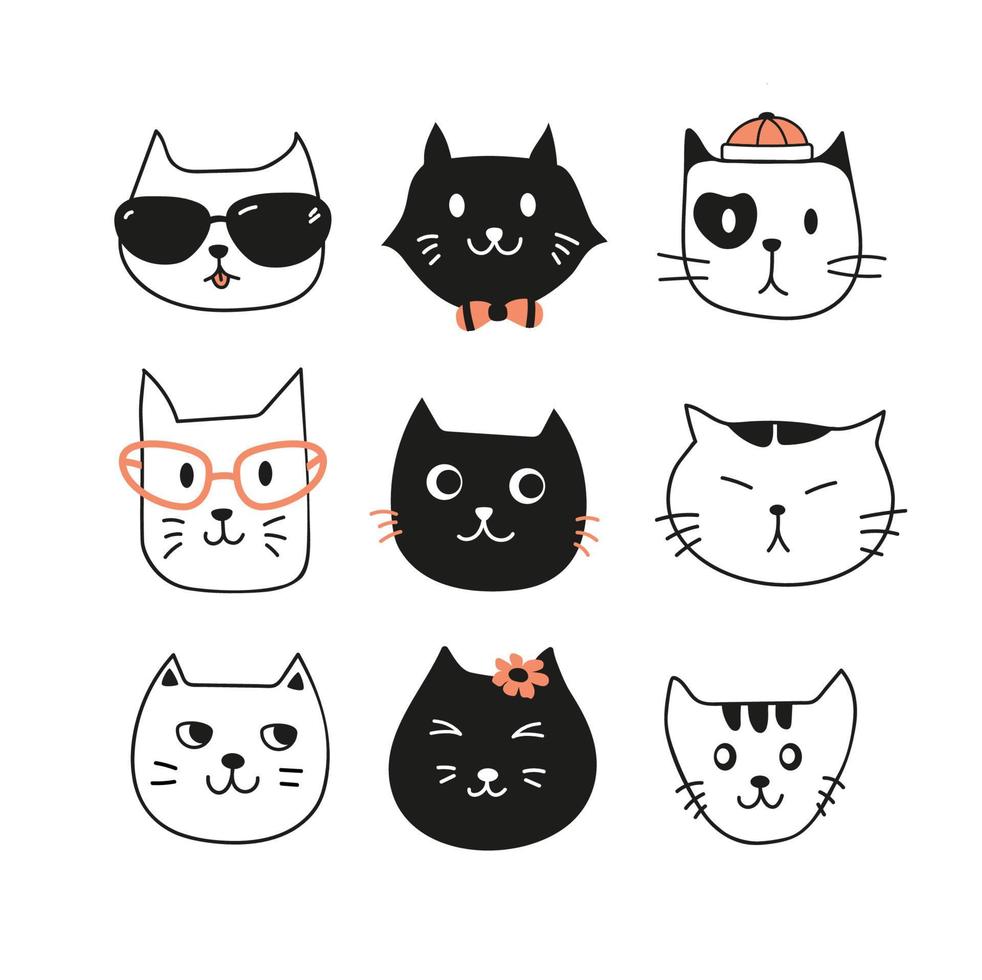 cat icons collection vector