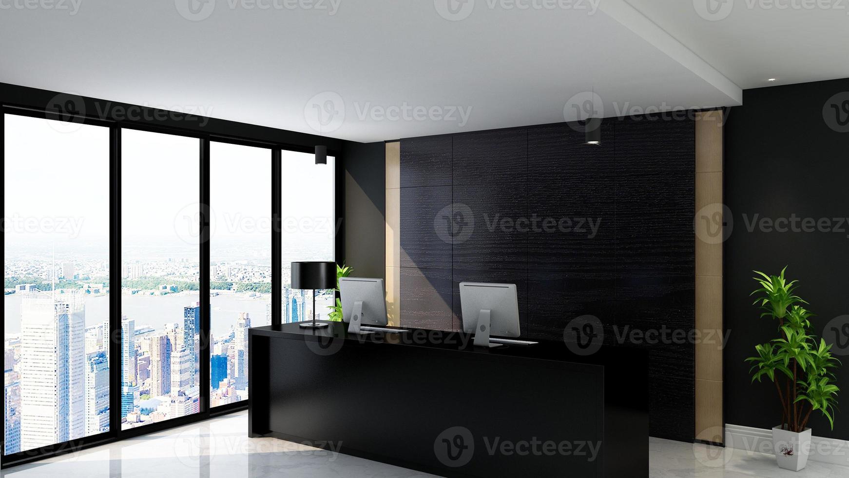 3D Render Registration and reception room with modern minimalist interior design concept mockup photo