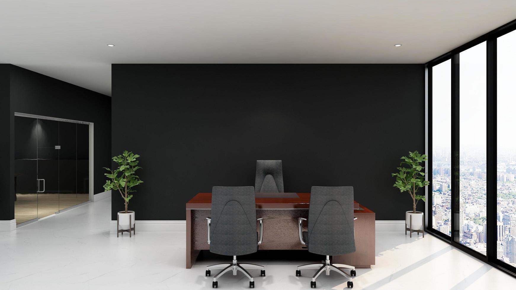 3D Render office design - manager room interior wall mockup photo