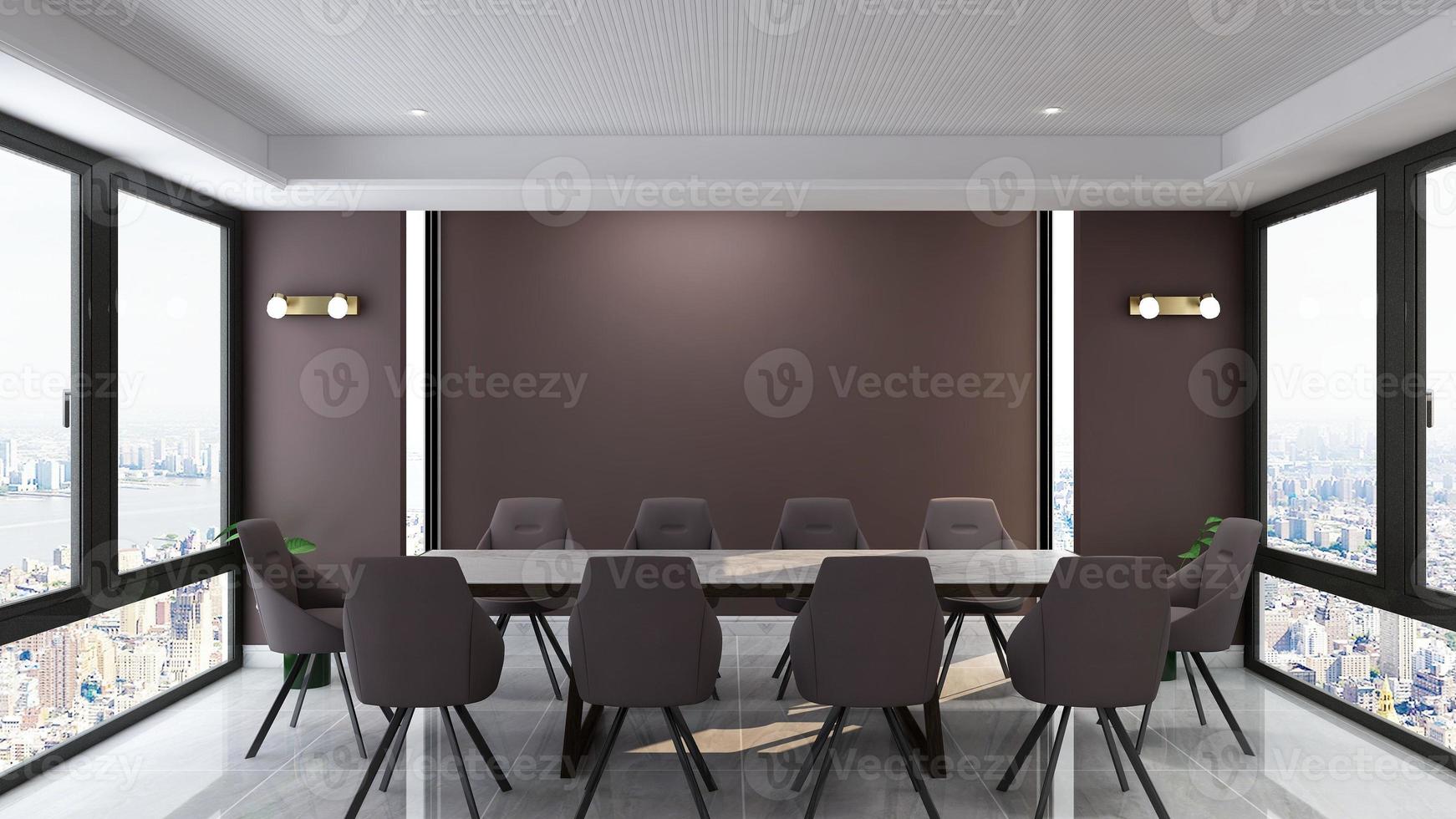 3D render office workspace modern meeting room mockup photo