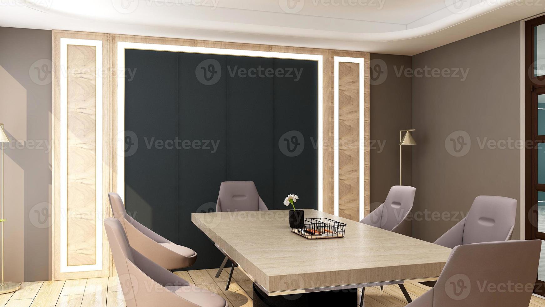 3D render office workspace modern meeting room mockup photo