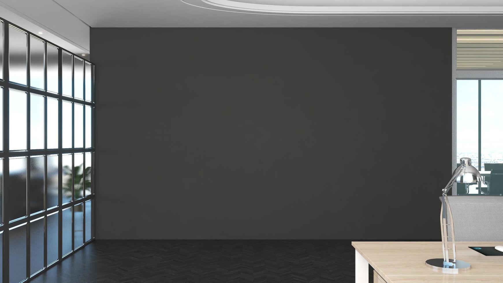 3d render espacio de trabajo de oficina realista maqueta minimalista moderna foto