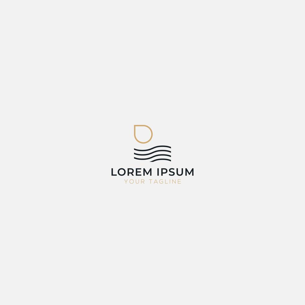 minimalist line art sun and wave logo vector