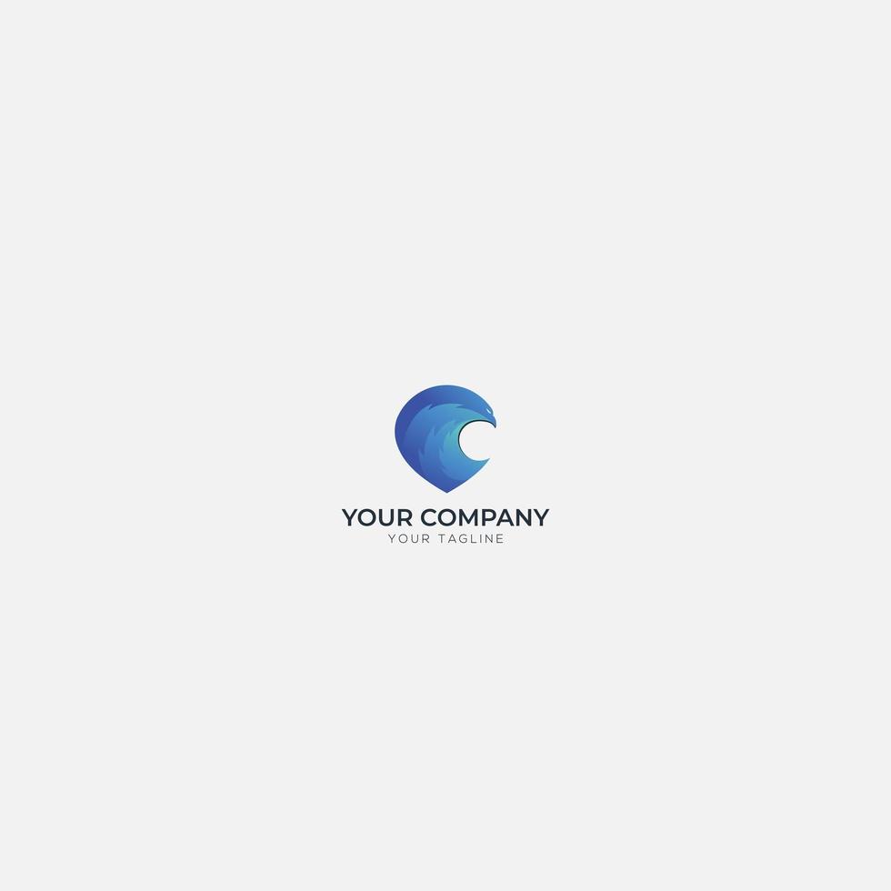 strong pin location eagle mascot logo vector