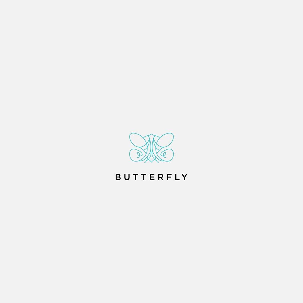 logotipo de mariposa minimalista de arte lineal vector