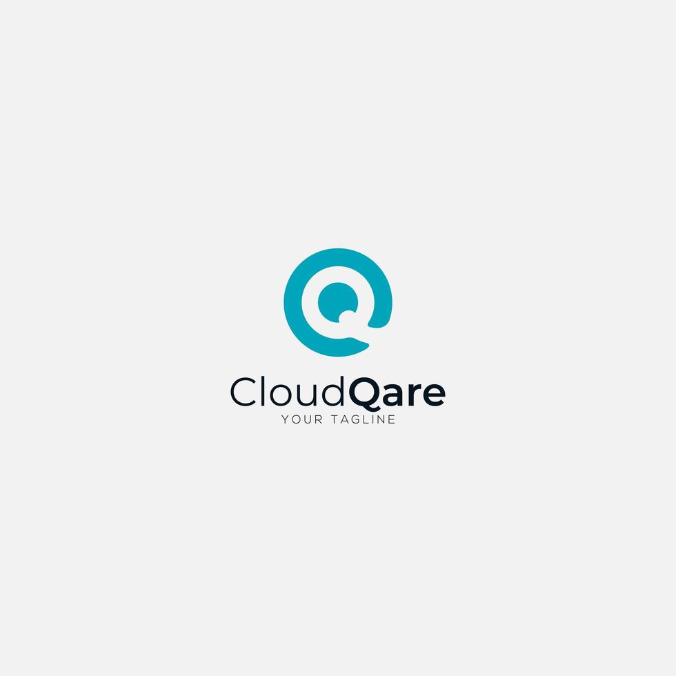 Cloud Qare with abstract initial letter CQ logo vector