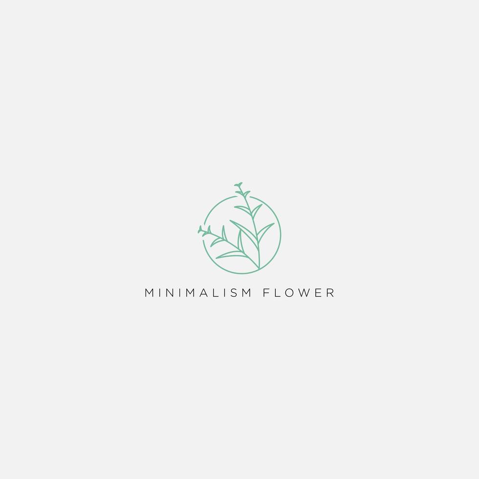 minimalist line art flower logo vector