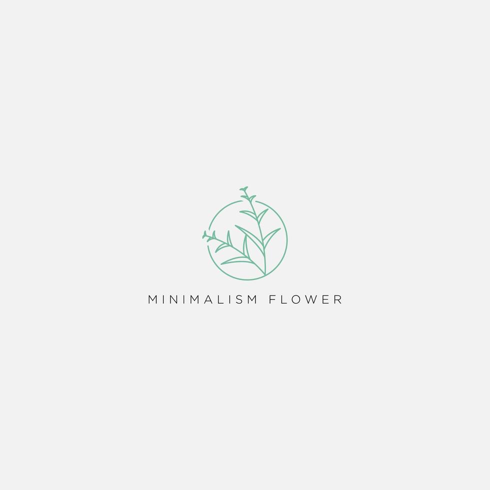 logotipo de flor de arte lineal minimalista vector