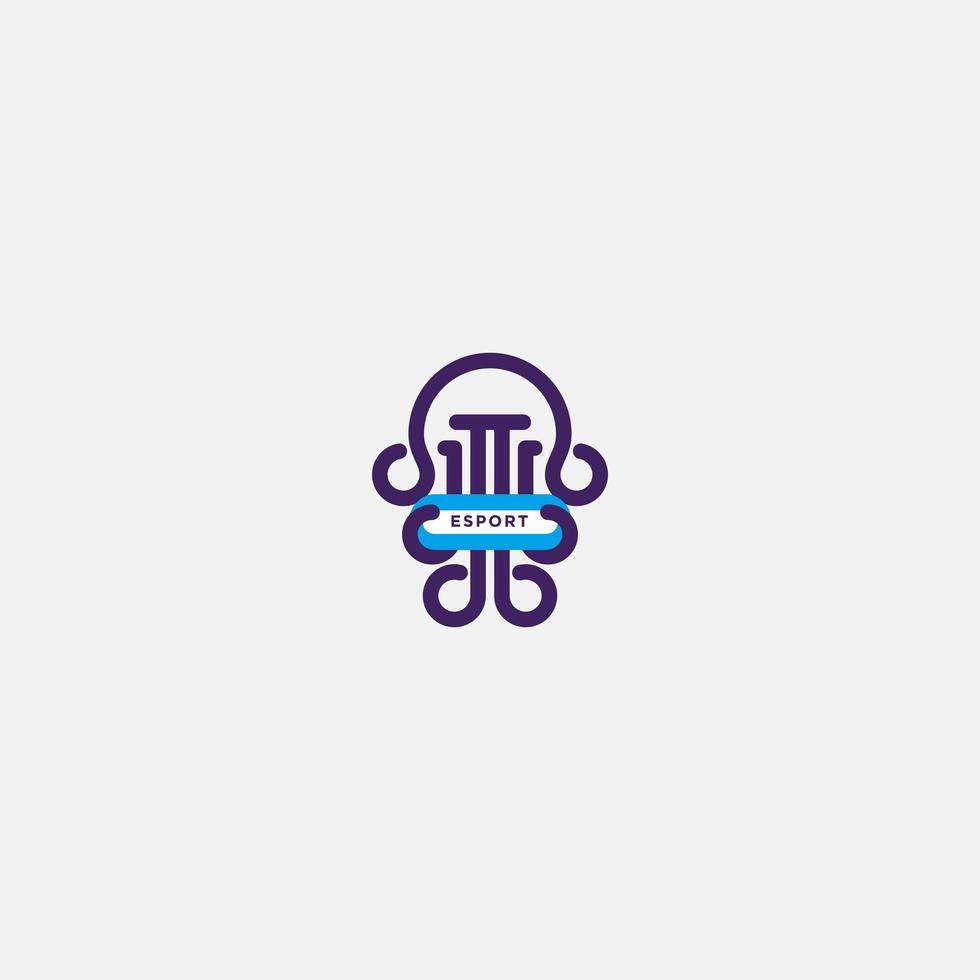 abstract line art mascot octopus logo design vector