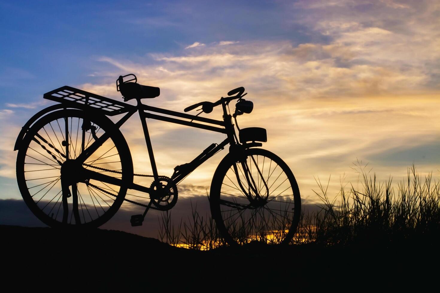 beautiful silhouette of bicycle photo
