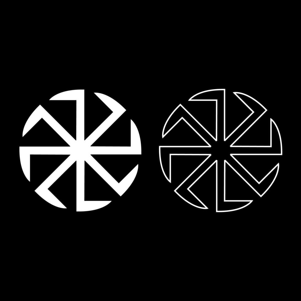 símbolo eslavo slavonis kolovrat signo sol conjunto de iconos color blanco ilustración estilo plano imagen simple vector