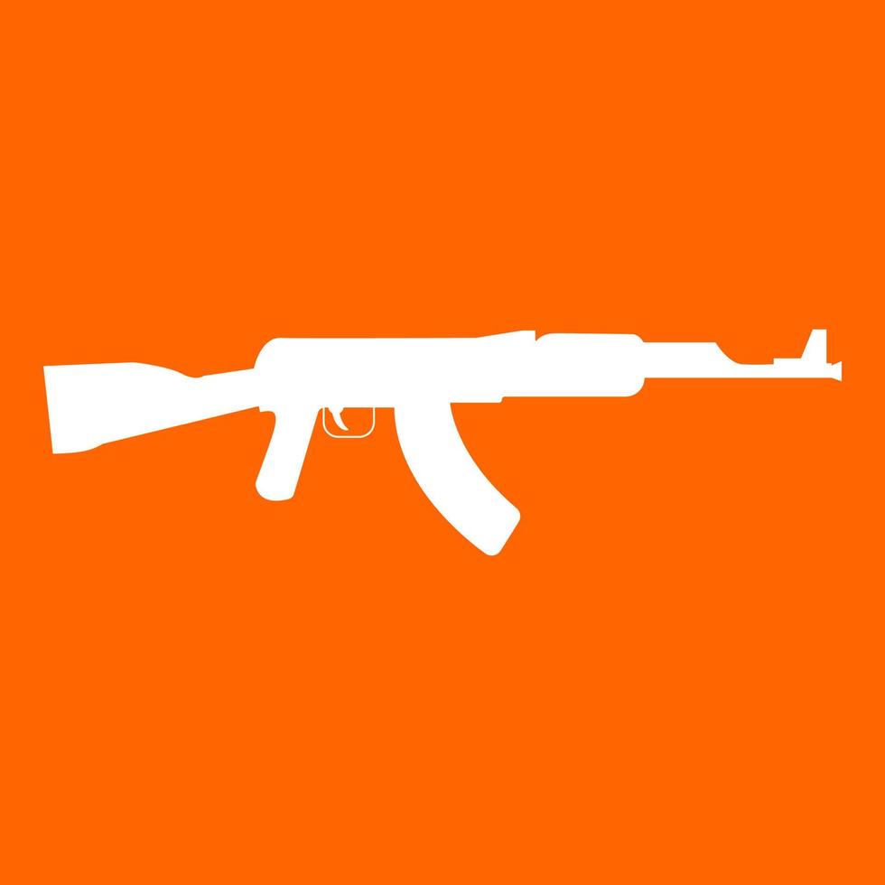 Assault rifle white icon . vector