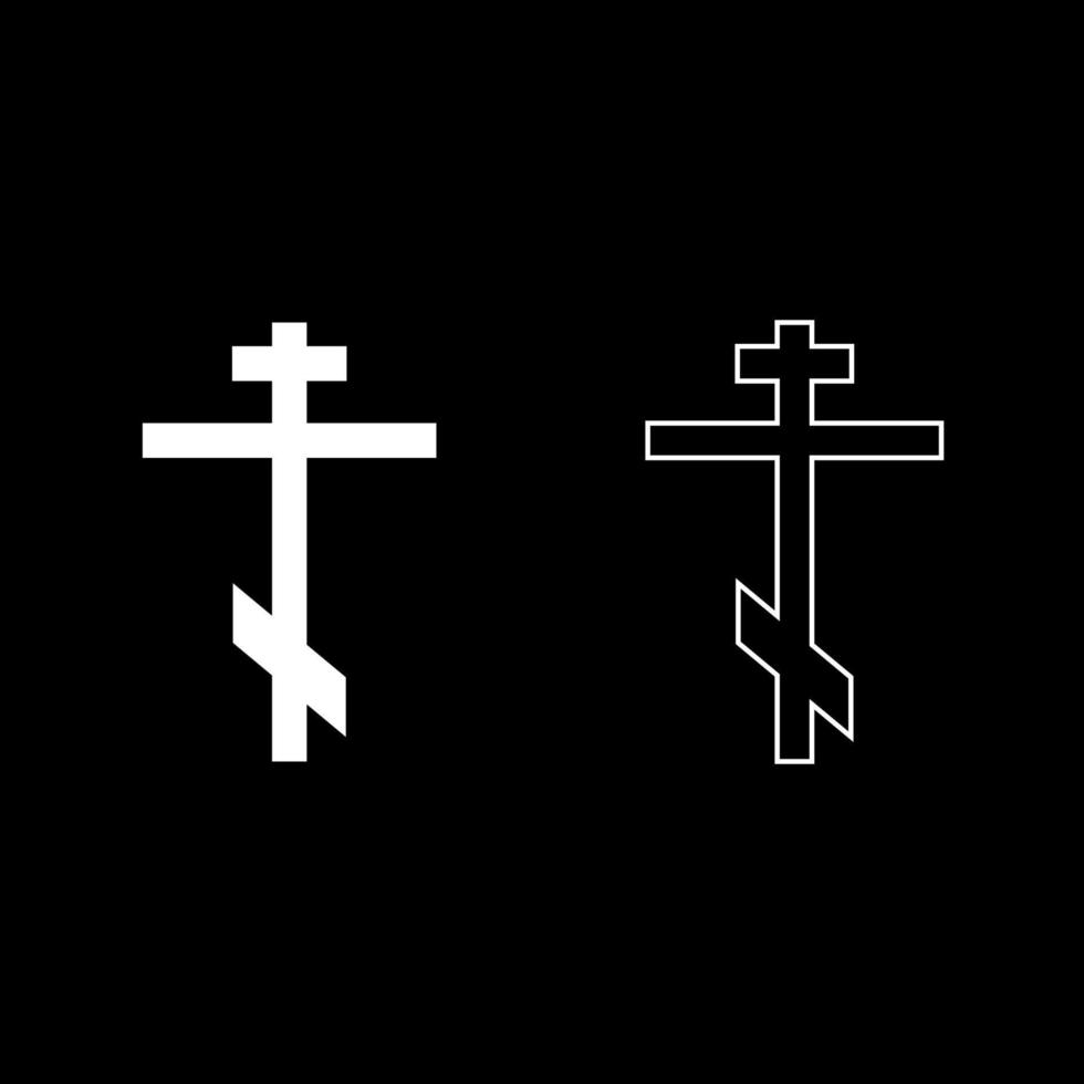 Cross eight-pointed of Greek-Catholic Orthodox icon set white color illustration flat style simple image vector