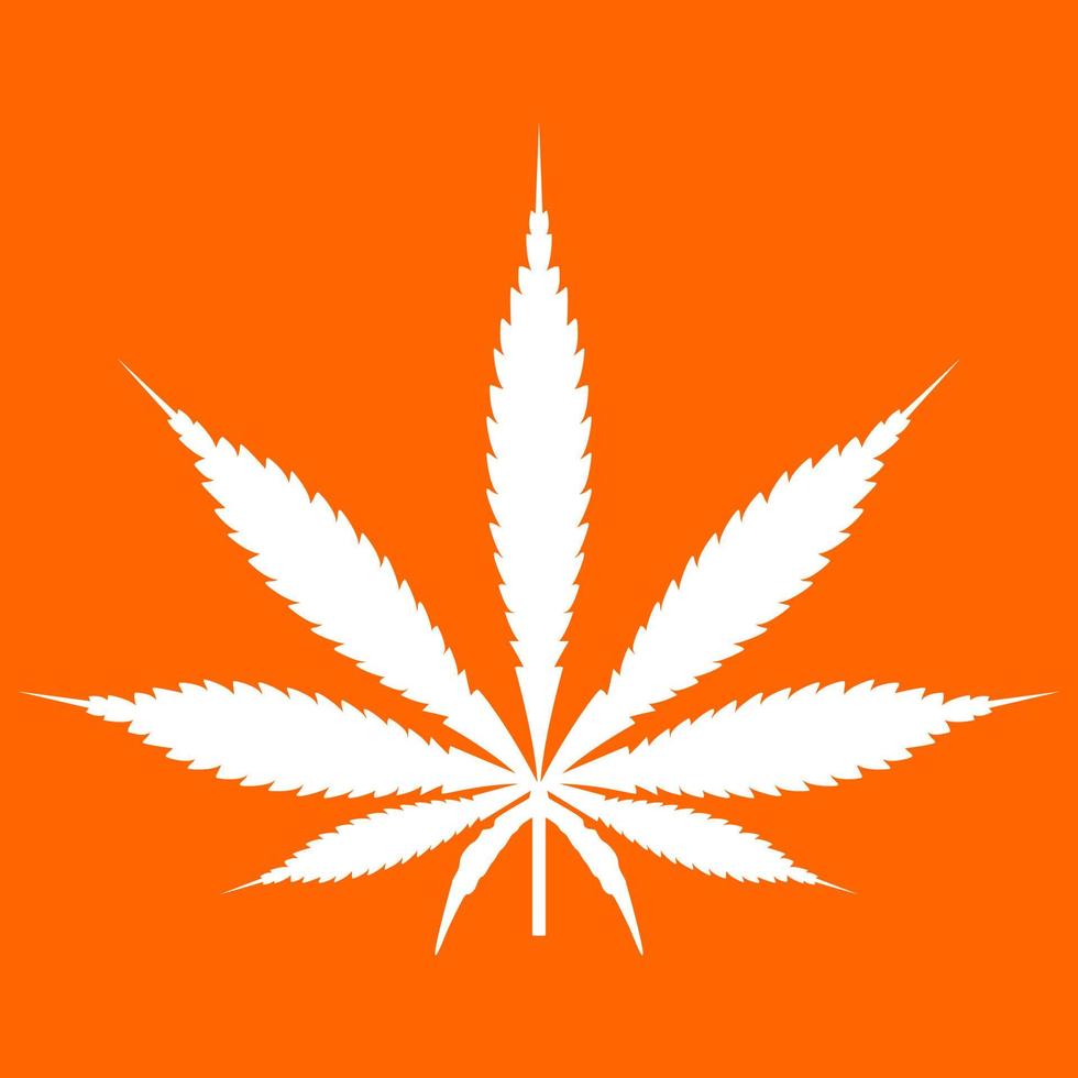 icono blanco de la hoja de marihuana de cannabis. vector