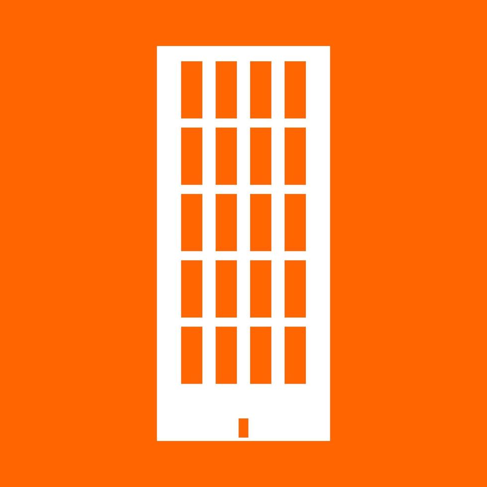 Sky tower building white icon . vector