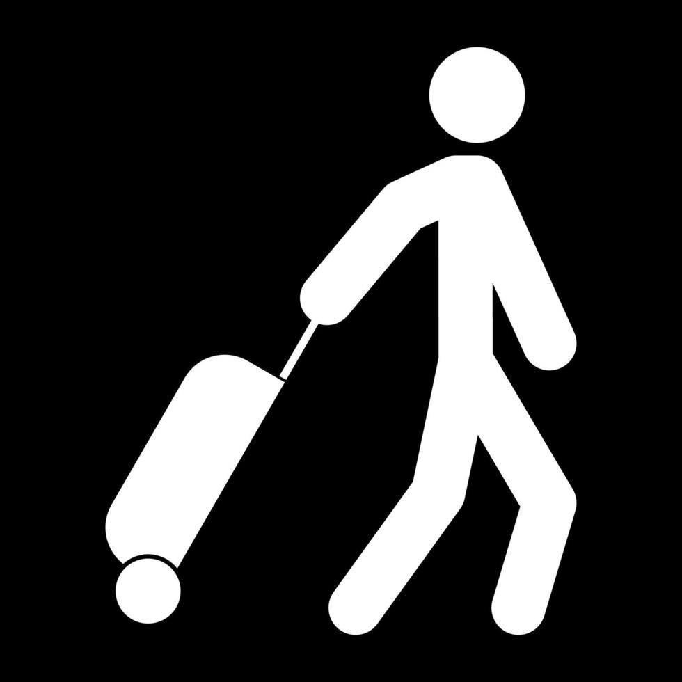Man with suitcase white color icon . vector